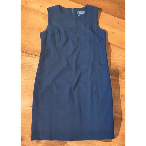 Terry Lewis Black Dress Women's Size Large 60% Wool Midi Sleeveless Classic NWT - Picture 1 of 7